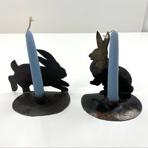 Vintage Bunny Rabbit Decorative Metal Candle Holder